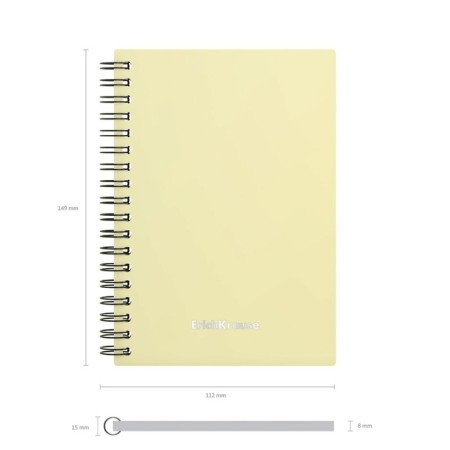 Notebook A6 (120 x 146 mm), 80 sheets in the cage on the crest Erichkrause "Pastel", plastic cover, offset unit, white 100%, mix-8