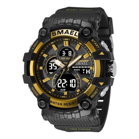 Watch is electronic watch, with an alarm clock, D-5.8 cm, strap L-26 cm, 5 atm, black strap
