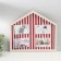 Photo frame plastic, textiles on 4 photos "Sweet house in red striped" with clothespins 40x35 cm