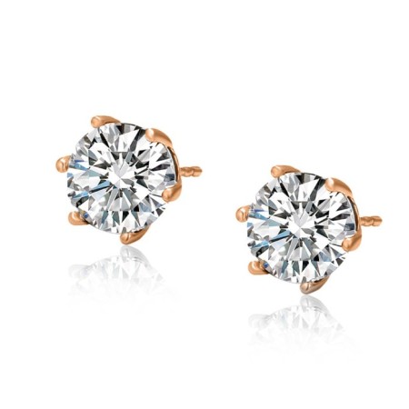 Earrings with rhinestones Xuping Cuts, white color in pink gold-4