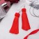 Earrings "Brushes" romance, red color in silver, brush length 9 cm