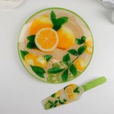 Glass cake with a shoulder blade “Dolce”, D = 30 cm, blade 26.5 × 7 cm