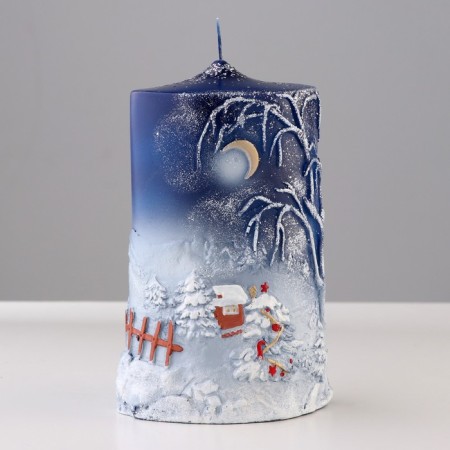 Candle - New Year's cylinder, large, 7x10x16 cm-1