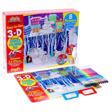 Collecting book New Year's "New Year" Flomasters 12 centers, 3D glasses, water bottle