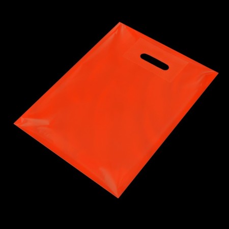 Polyethylene package with a cut with a reinforced handle, acid - orange 30 x 40 cm, 50 μm-1