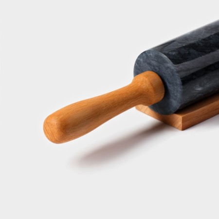 Magistro marble rolling pin, with a stand, 45 × 5 cm, black color-5
