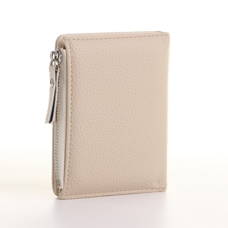 Women's wallet on the button, beige color-1