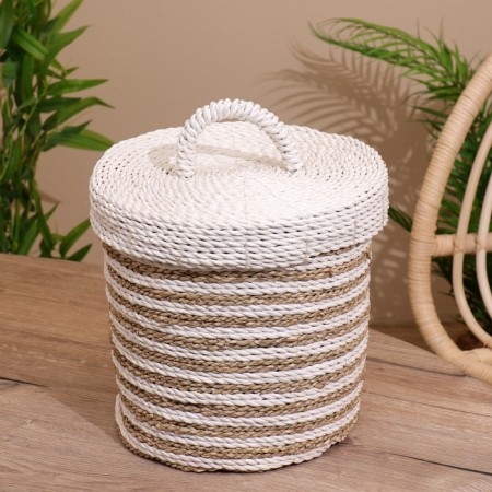 Wicker basket with a lid 27x27x35 cm-1