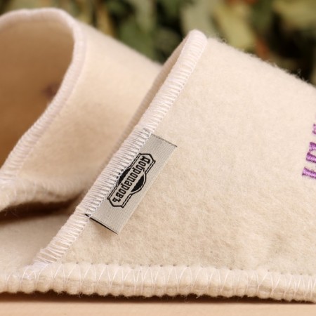 Slips for a bathhouse white with embroidery "Wow person" women (26 cm int. Insole)-3