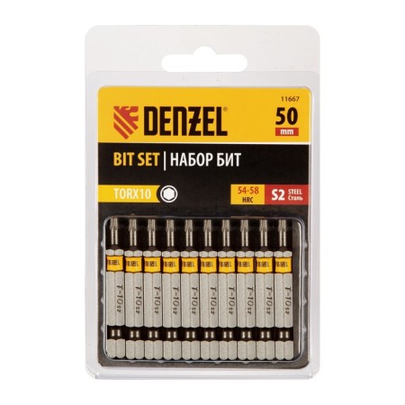 Denzel 11667 bit set, hexagonal profile, Torx 10 x 50 mm, steel S2, 10 pcs.-2