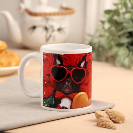 Sublimation mug "only for you" roses, dog, 320 ml