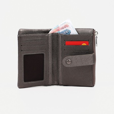 Women's wallet on the button, bronze color-5