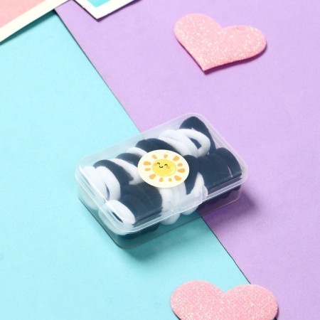 Hair elastic band "Fresh fruit" (set 25 pcs) 1.5 cm, black white-1