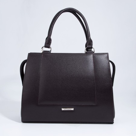 Women's bag El Masta with a zipper, external pocket, long belt, dark brown color-3