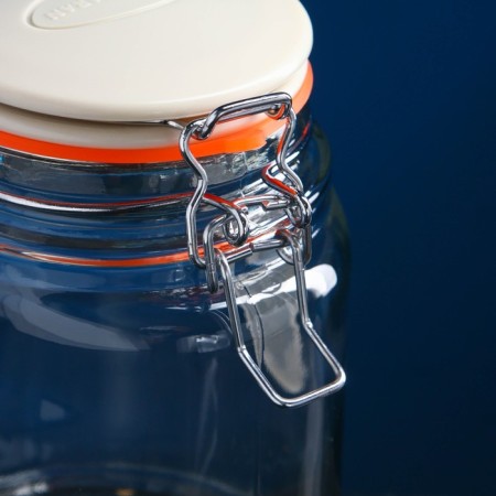 Bank for bulk products "Baisy Sheft", glass, gray cover, 1.3 l, Iran-2