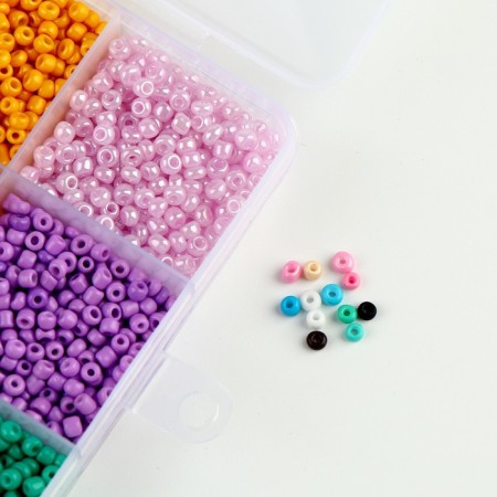 Set for creating jewelry, 15 colors, size 1 piece: 3 mm., Fishing line, scissors-7