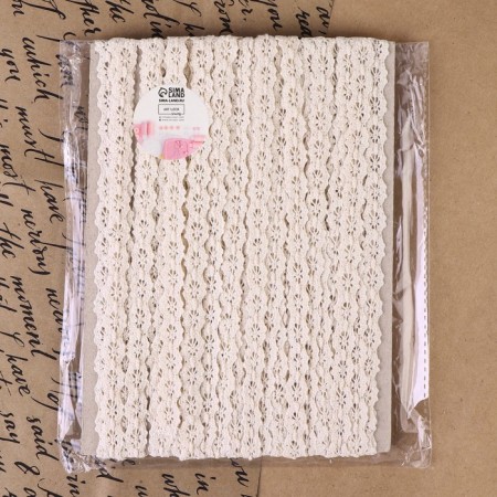 Knitted lace, 12 mm × 15 ± 1 m, beige color-3