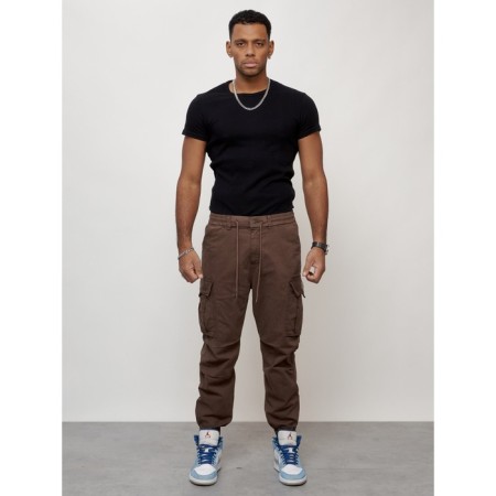 Cargo jeans men, size 56, brown color-7
