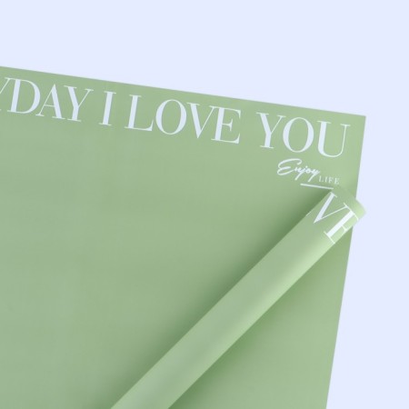 Flower film Two -way Packaging "Love You", olive, 56 x 56 cm-8