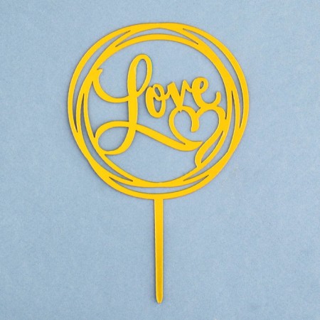 Topper "Love", a circle with a heart, gold, give beautifully-2