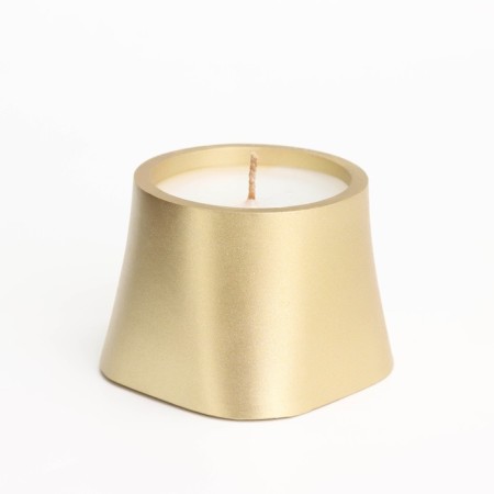 Candle "Trapezius" in the candlestick of gypsum smooth, 8x6cm, gold-1