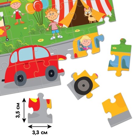 Puzzle "Park of attractions", "Blue Tractor", 60 elements