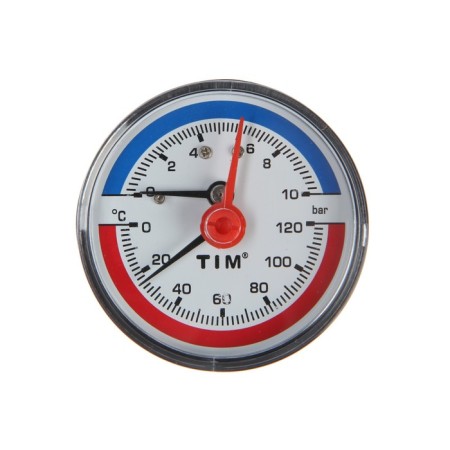 Thermomanometer TIM Y-63T-10, axial, DC 63 mm, 10 bar, 120 ° C-1