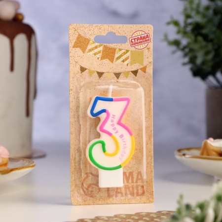 Candle for cake the number "3" color strip-1