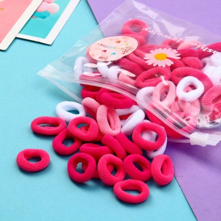 Hair elastic band "Mahrushka" (set of 80 pcs) tenderness, 2.5 cm, white pink
