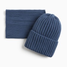 Kit for a girl (hat, snood), blue color, size 50-54