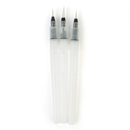 A set of calligraphic brushes, round synthetics, 3 pieces (No. 1, 2, 3), with a tank-1