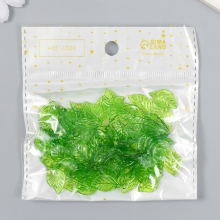 Decor for creativity Plastic "Green Leaf" set 80 pcs 1.4x0.8 cm-3