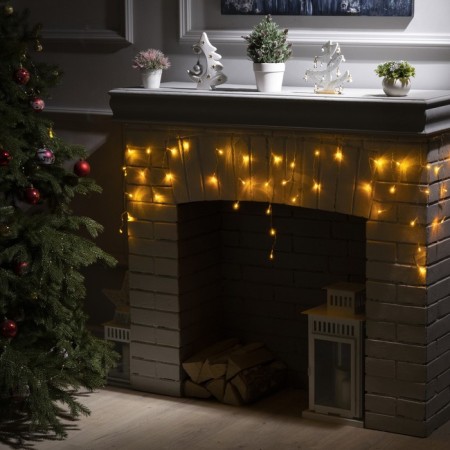 Garland "fringe" 1.8 × 0.5 m, IP20, transparent thread, 48 LED, yellow glow, 8 modes, 220 V