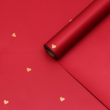 Flower film, 57cm x10 m, "hearts", wine, 65 microns-5