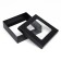 The box is folding, the lid is, black, with a window 20 x 20 x 6 cm