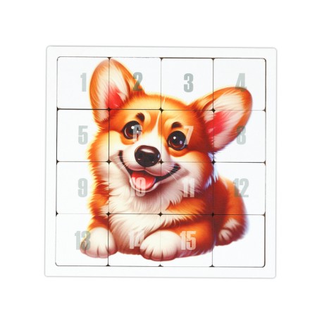 Puzzle "Fifteen. Corgi", Logical Board Game, 22x22 cm-1