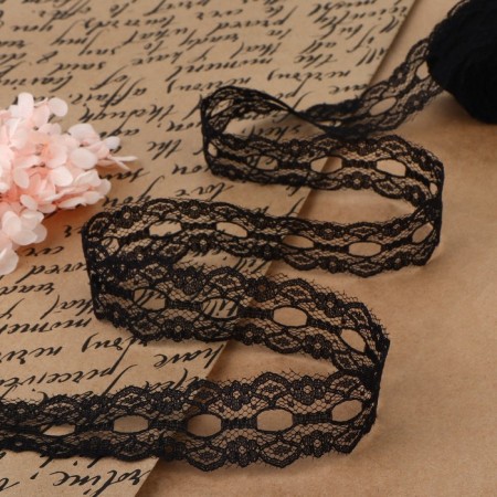 Capricon lace, 30 mm × 10 ± 1 m, black color