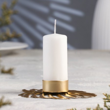 Metal "Link" candlestick, one candle, 12.3 x 10 x 2 cm, gold