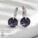Earrings with rhinestones “Give tenderness” Crystal, Dark purple color in silver