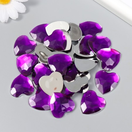 Decor for creativity plastic "Rhinestones heart. Dark violet" set of 30 pcs 2.5x2.5 cm-2