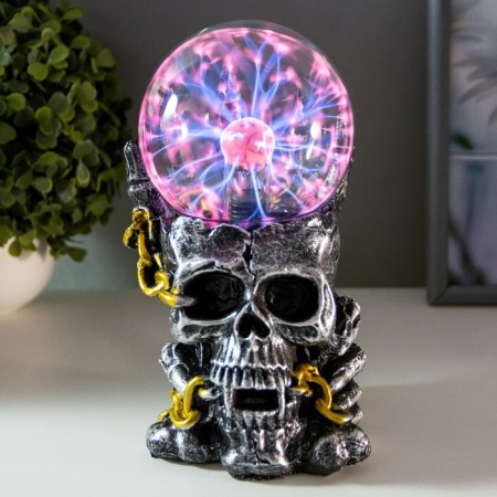 Plasmic ball Polystone "Skull with a chain" 19x11x10 cm Risalux-1