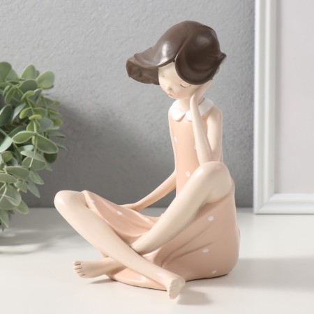 Polystone souvenir "Baby in a peach dress in peas" 14x11.5x19 cm-3