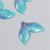 Decor for creativity plastic "Tail of a mermaid with golden lines" Blue 3x2.4 cm