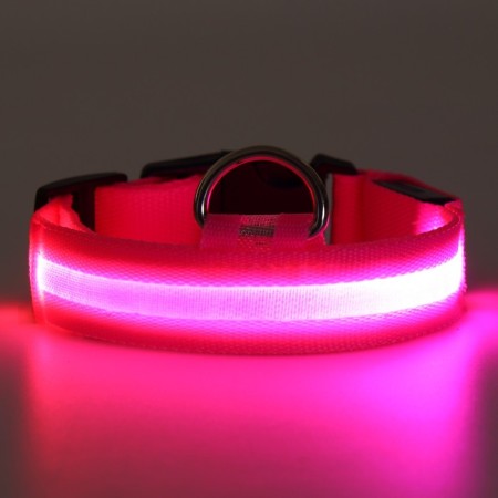 Collar with backlight size S, Osh 35-43 x 2.5 cm, 3 glow modes Pink-3