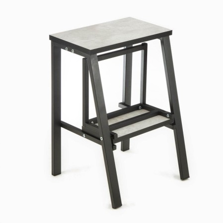 Stool-steamer on a metal frame, cement/black-1