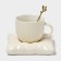Tea couple ceramic with a spoon "Zephar", 2 items: a cup 250 ml, a saucer d = 13 cm, beige color