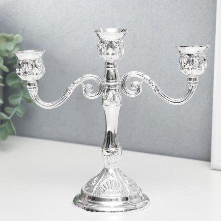 Summary Metal for 3 candles "Listopad" Color silver 20x21x8.5 cm-1