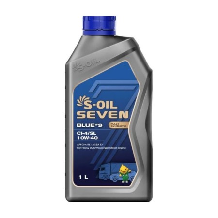 Motor oil S-Oil Blue #9, 10W-40, CI-4/SL, E7, synthetic, 1 liter