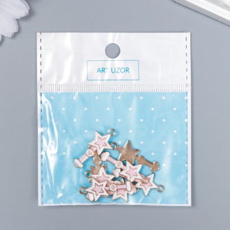 Decor for creativity Metal, enamel "Star rod" white-pink 2.8x1.3 cm-3