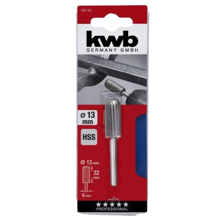Cylindrical metal ball KWB, 13x32 mm, shank d = 6 mm, high -speed steel HSS-1